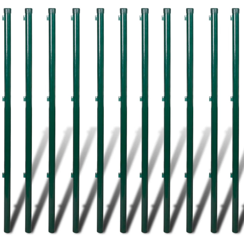 vidaXL Chain Link Fence with Posts Spike Steel 1.5x25 m