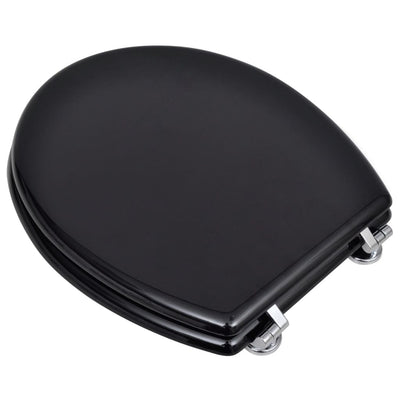 vidaXL WC Toilet Seat MDF Lid Simple Design Black