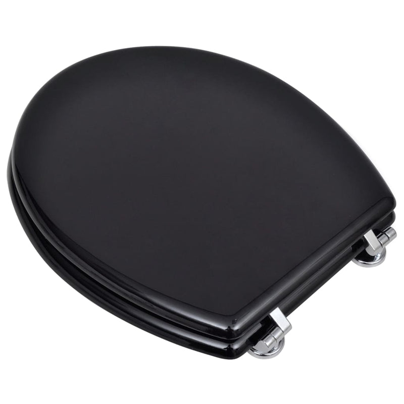 vidaXL WC Toilet Seat MDF Lid Simple Design Black