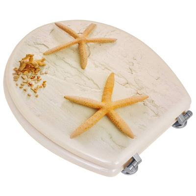 vidaXL WC Toilet Seat MDF Lid Starfish