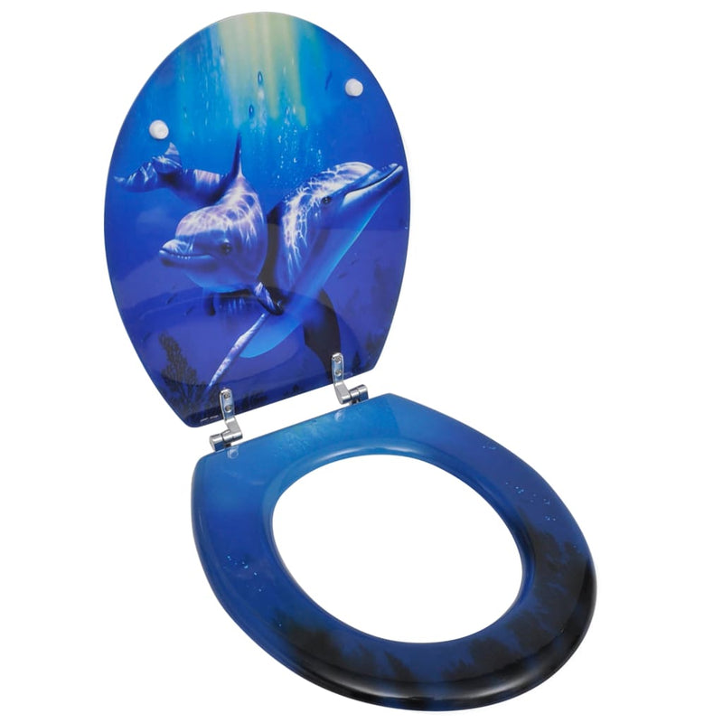 vidaXL WC Toilet Seat MDF Lid Dolphins