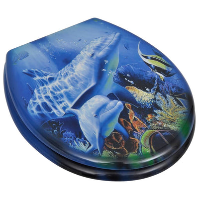 vidaXL WC Toilet Seat MDF Lid Dolphins