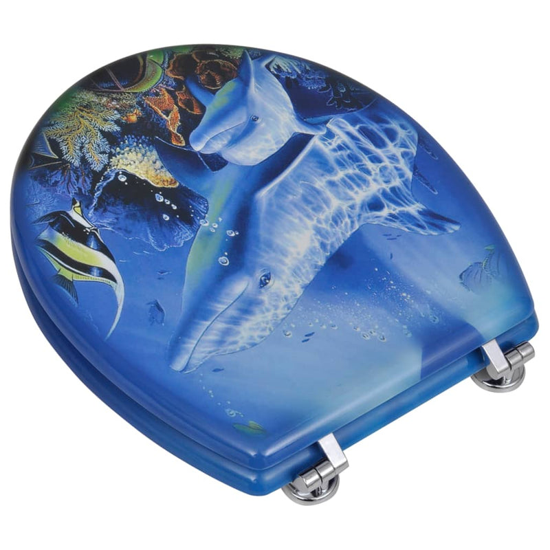 vidaXL WC Toilet Seat MDF Lid Dolphins