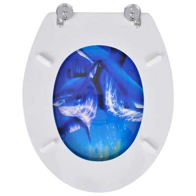 vidaXL WC Toilet Seat MDF Lid Dolphins