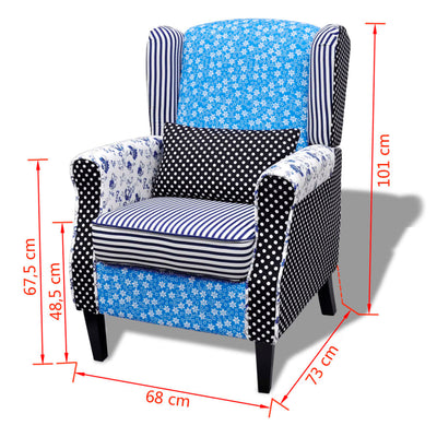 vidaXL Armchair with Patchwork Design Fabric