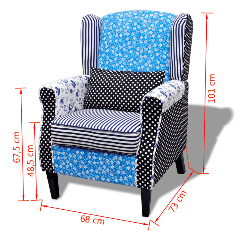 vidaXL Armchair with Patchwork Design Fabric