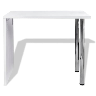 vidaXL Bar Table MDF with 2 Steel Legs High Gloss White