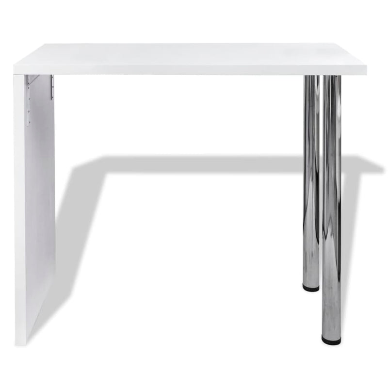 vidaXL Bar Table MDF with 2 Steel Legs High Gloss White