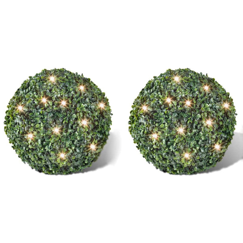 vidaXL Boxwood Ball Artificial Leaf Topiary Ball 35 cm With Solar LED String 2 pcs