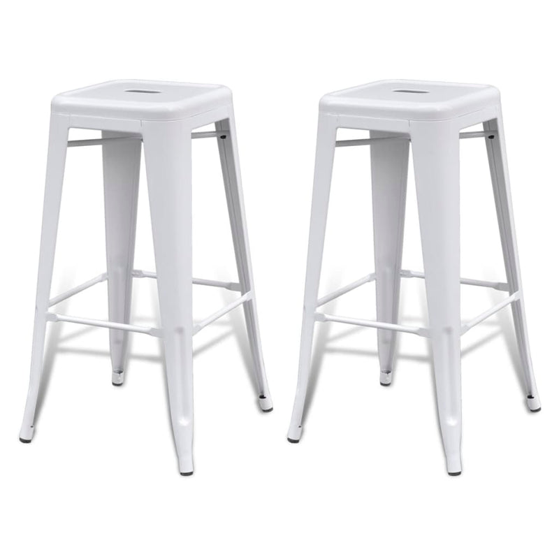vidaXL Bar Stools 2 pcs White Steel