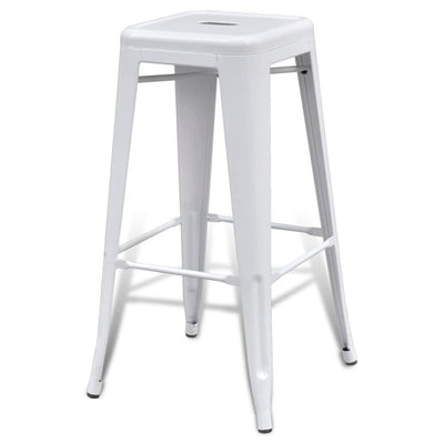 vidaXL Bar Stools 2 pcs White Steel