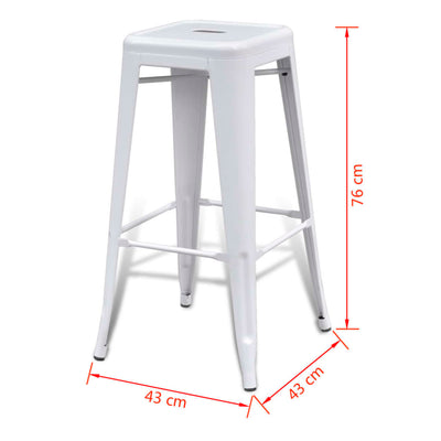 vidaXL Bar Stools 2 pcs White Steel