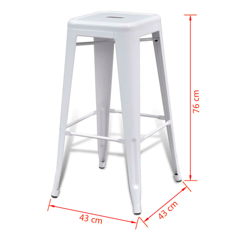 vidaXL Bar Stools 2 pcs White Steel