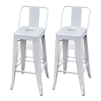 vidaXL Bar Stools 2 pcs White Steel
