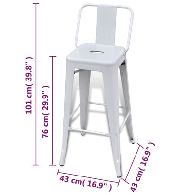 vidaXL Bar Stools 2 pcs White Steel