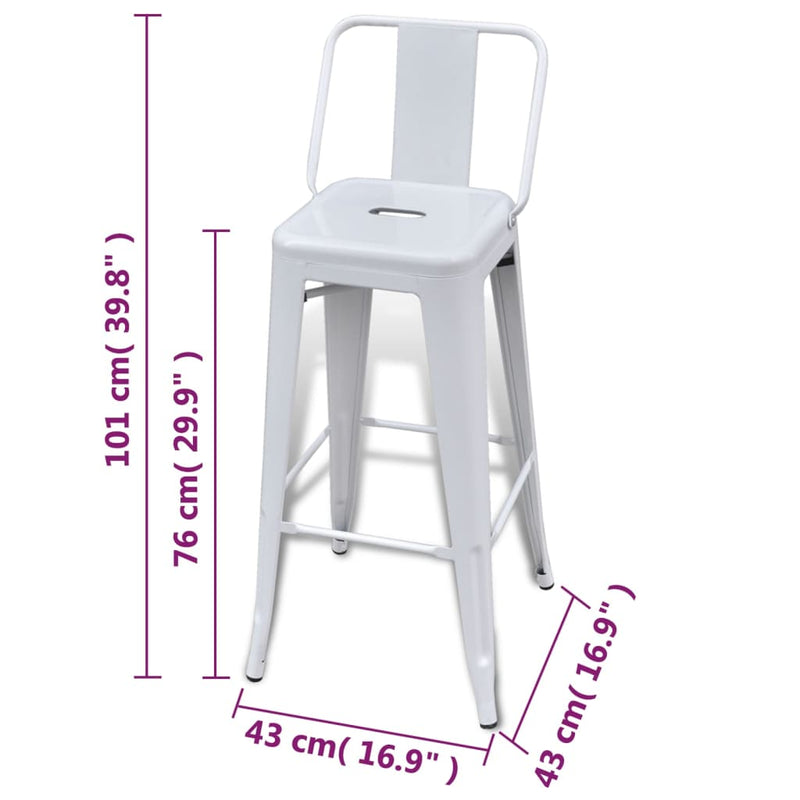 vidaXL Bar Stools 2 pcs White Steel