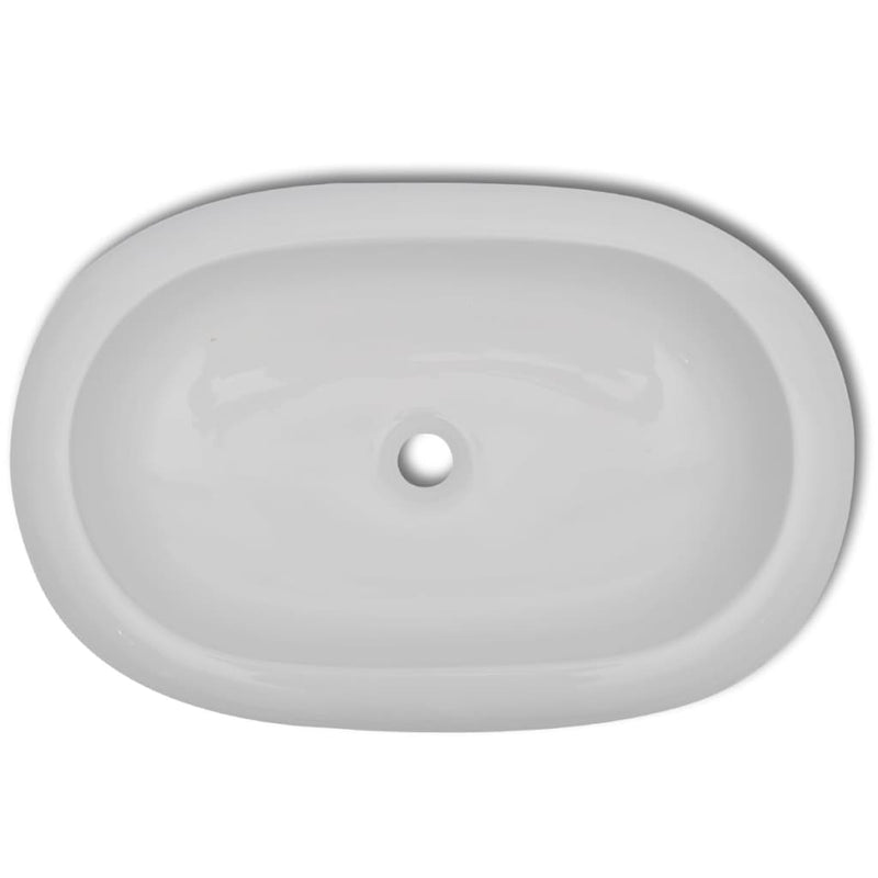 vidaXL Luxury Ceramic Basin Oval-shaped Sink Black 40 x 33 cm