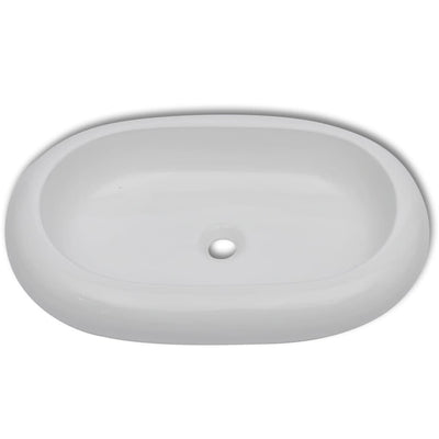 vidaXL Luxury Ceramic Basin Oval-shaped Sink Black 40 x 33 cm