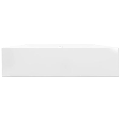 vidaXL Luxury Ceramic Basin Rectangular Sink White with Faucet Hole