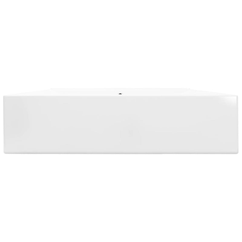 vidaXL Luxury Ceramic Basin Rectangular Sink White with Faucet Hole