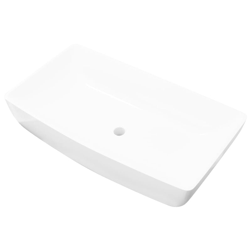 vidaXL Luxury Ceramic Basin Rectangular Sink White 71 x 39 cm