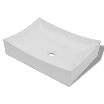 vidaXL Bathroom Ceramic Porcelain Sink Art Basin White High Gloss