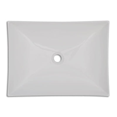 vidaXL Bathroom Ceramic Porcelain Sink Art Basin White High Gloss