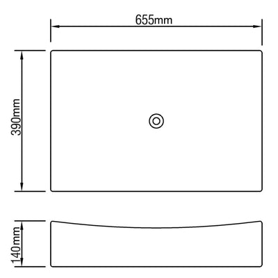 vidaXL Bathroom Ceramic Porcelain Sink Art Basin White High Gloss