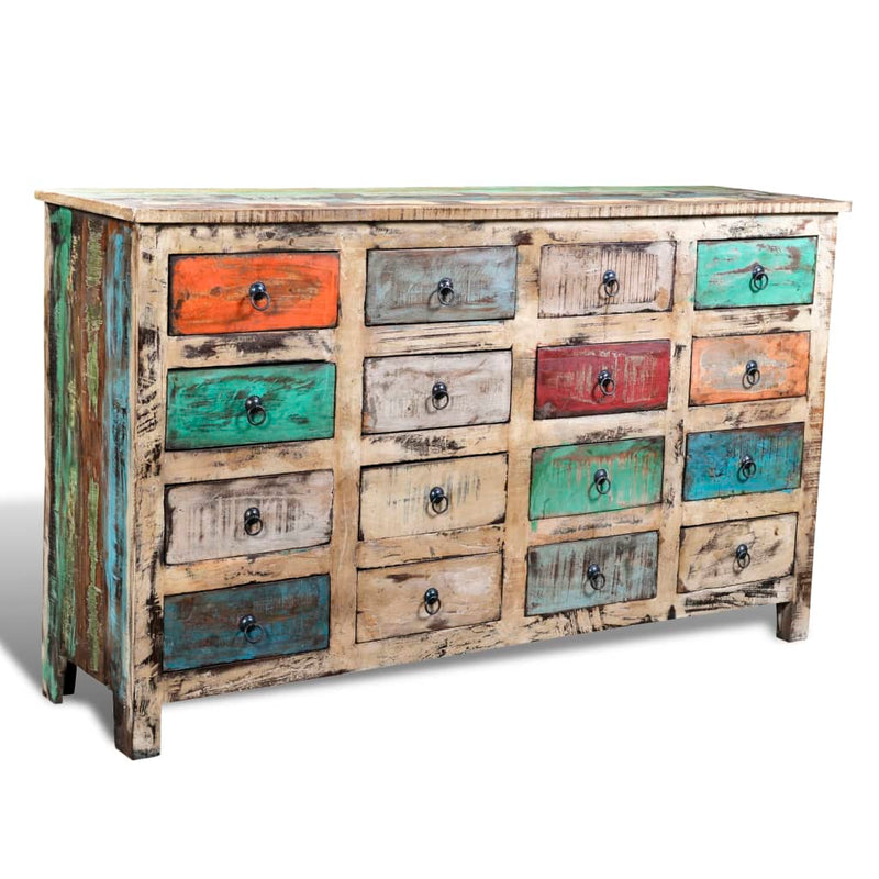 vidaXL Reclaimed Cabinet Solid Wood Multicolour with 16 Drawers