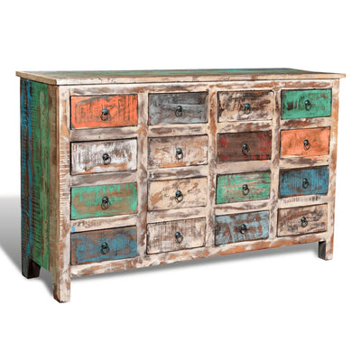 vidaXL Reclaimed Cabinet Solid Wood Multicolour with 16 Drawers
