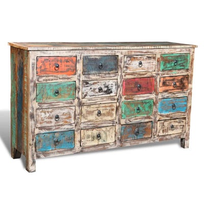 vidaXL Reclaimed Cabinet Solid Wood Multicolour with 16 Drawers