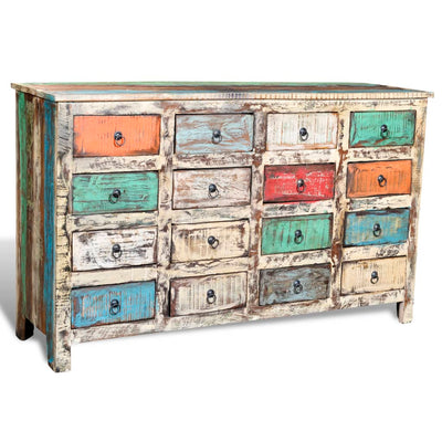 vidaXL Reclaimed Cabinet Solid Wood Multicolour with 16 Drawers