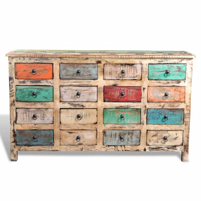 vidaXL Reclaimed Cabinet Solid Wood Multicolour with 16 Drawers