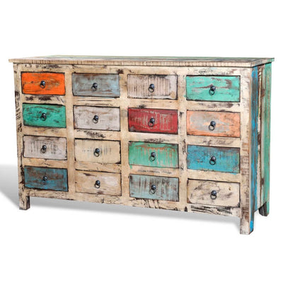 vidaXL Reclaimed Cabinet Solid Wood Multicolour with 16 Drawers