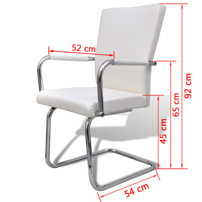 vidaXL Cantilever Dining Chairs 2 pcs White Faux Leather