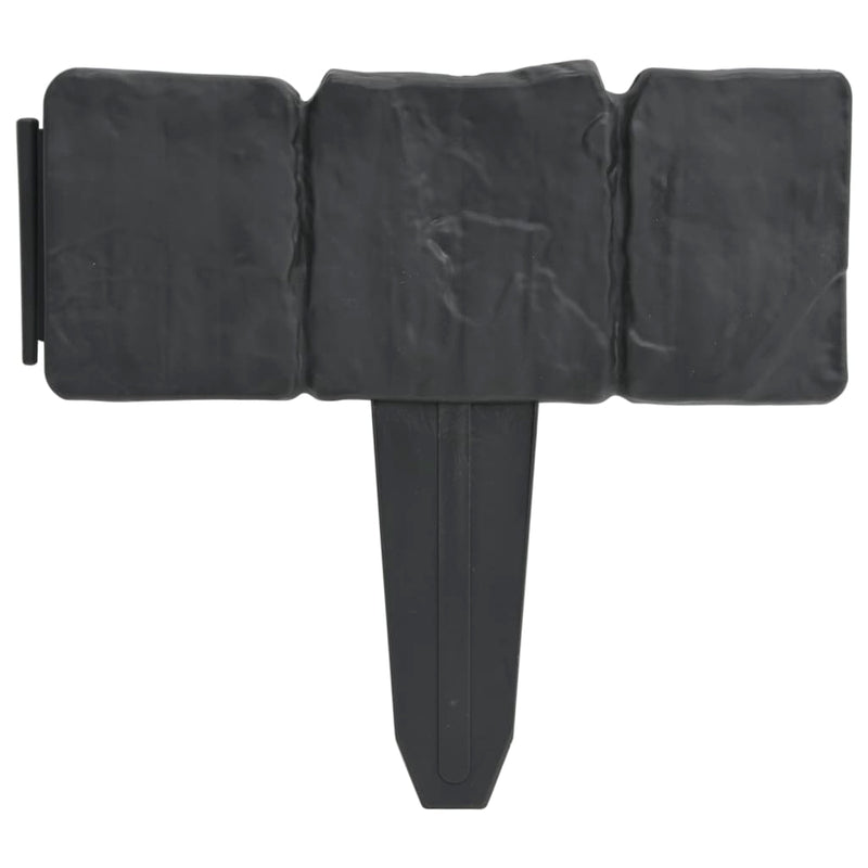 vidaXL Plastic Garden / Lawn Fence Stone Look 41 pcs 10 m