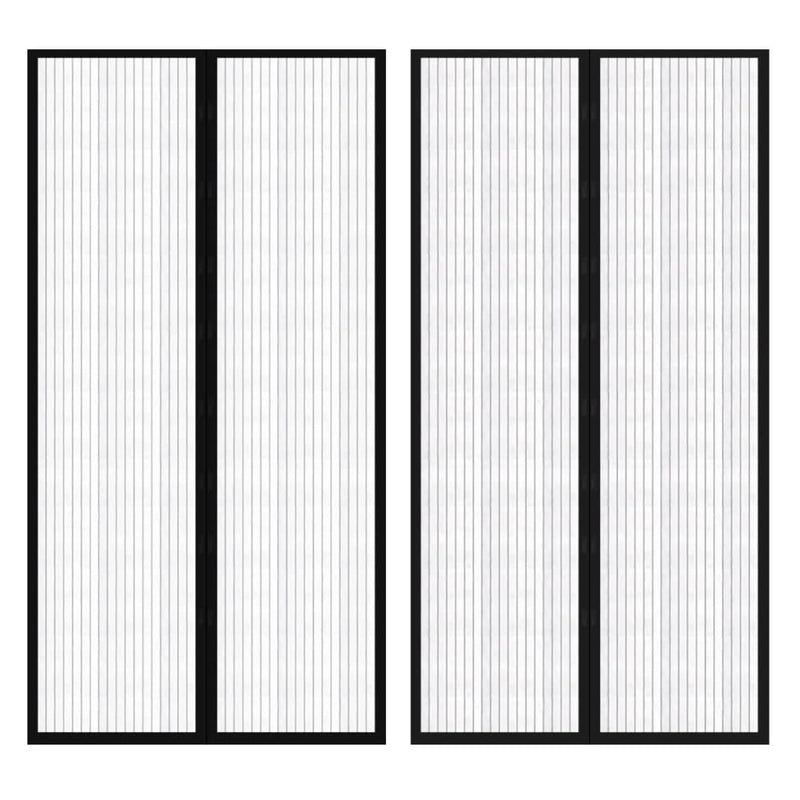 vidaXL Insect Door Curtain 210 x 100 cm 2 pcs Magnet Black