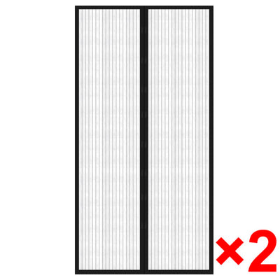 vidaXL Insect Door Curtain 210 x 100 cm 2 pcs Magnet Black