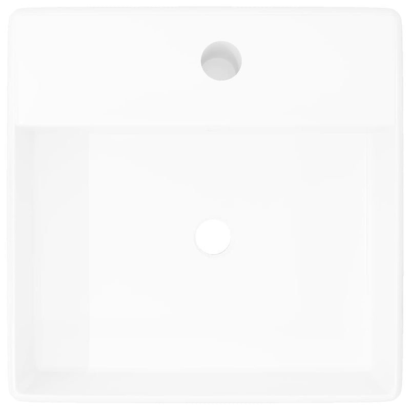 vidaXL Ceramic Basin Square with Overflow and Faucet Hole 41 x 41 cm