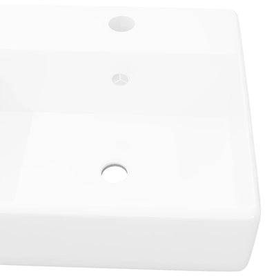 vidaXL Ceramic Basin Square with Overflow and Faucet Hole 41 x 41 cm