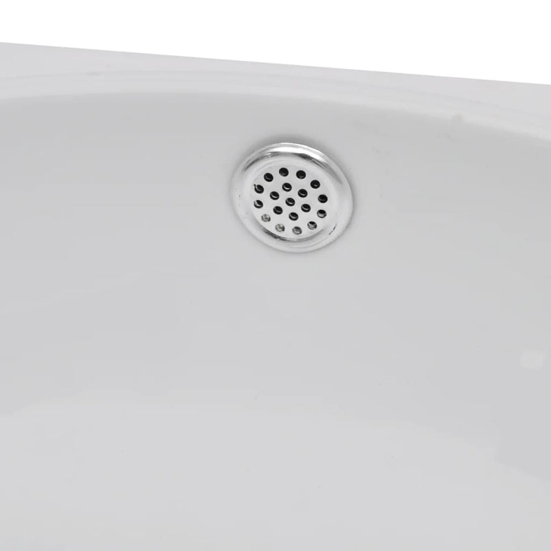 vidaXL Ceramic Sink Basin Faucet & Overflow Hole Bathroom White