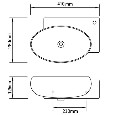 vidaXL Ceramic Sink Basin Faucet & Overflow Hole Bathroom White