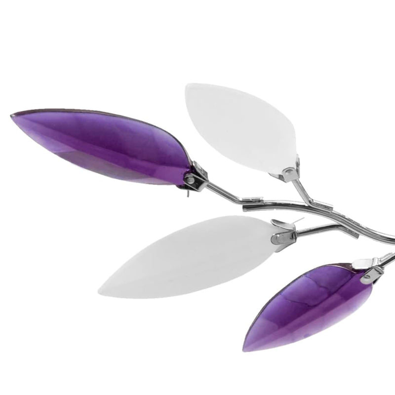Ceiling Lamp White & Transparent Acrylic Crystal Leaf Arms 3 E14 Bulbs