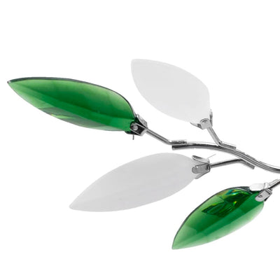 Ceiling Lamp White & Transparent Acrylic Crystal Leaf Arms 3 E14 Bulbs