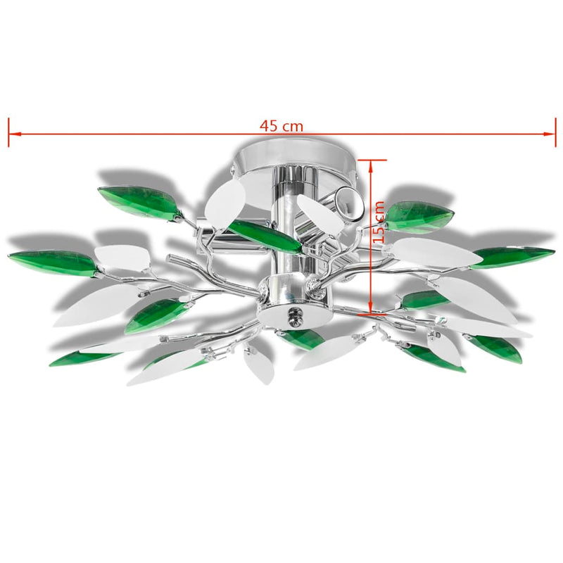 Ceiling Lamp White & Transparent Acrylic Crystal Leaf Arms 3 E14 Bulbs
