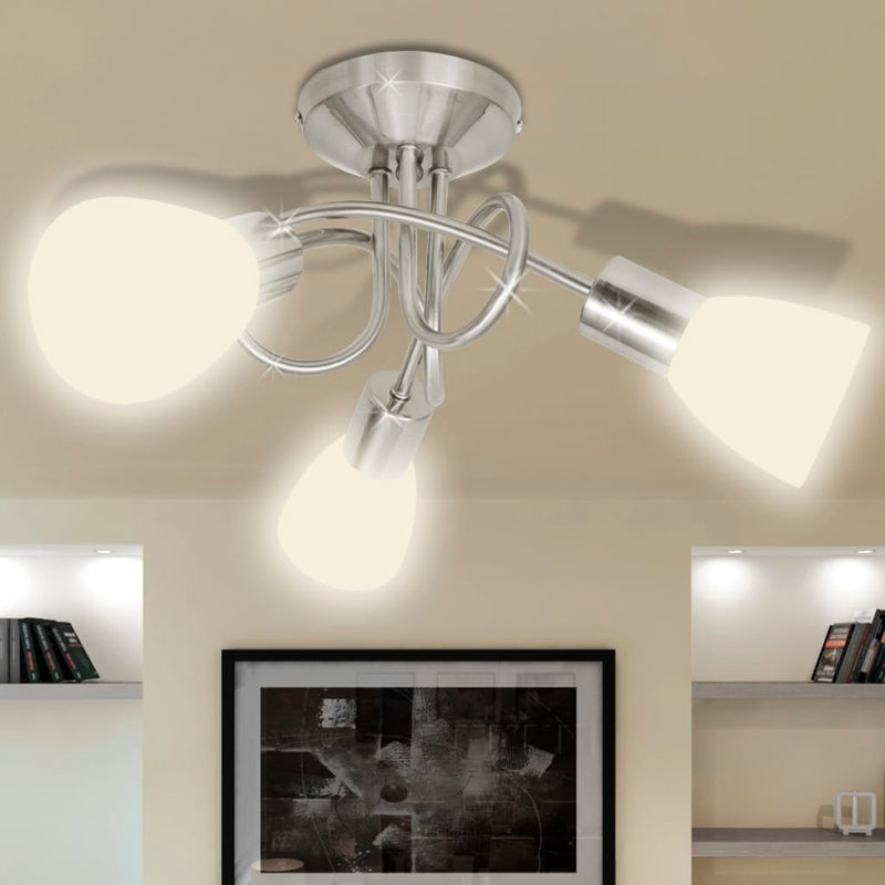 vidaXL Ceiling Lamp with Glass Shades for 3 E14 Bulbs