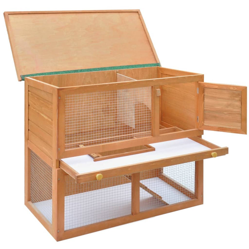 vidaXL Outdoor Rabbit Hutch 1 Door Grey Wood