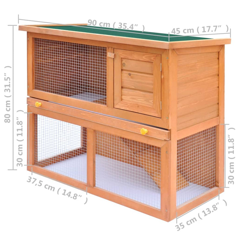 vidaXL Outdoor Rabbit Hutch 1 Door Grey Wood