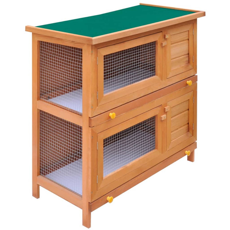 vidaXL Outdoor Rabbit Hutch 4 Doors Grey Wood