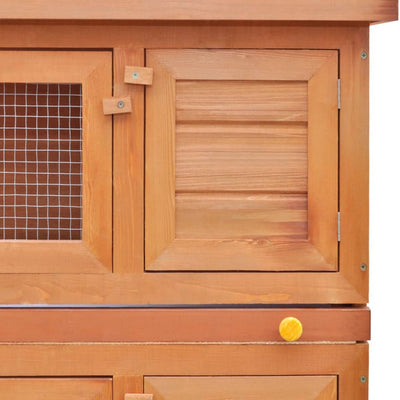 vidaXL Outdoor Rabbit Hutch 4 Doors Grey Wood